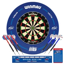Darts tábla Winmau Blade 6 PDC falvédővel, két szett nyíllal, startvonallal, kiszállóval
