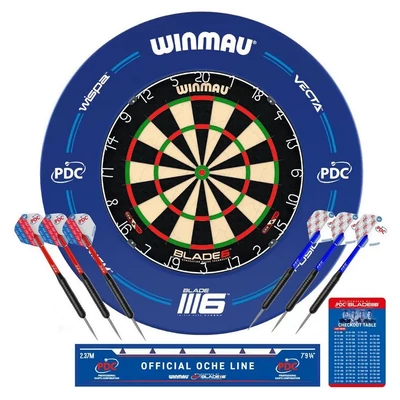 Dart tábla Winmau Blade 6 PDC falvédővel, két szett nyíllal, startvonallal, kiszállóval 